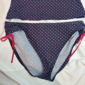 Nautica Womens Navy Blue Polka Dot Side Tie Bikini Swim Bottoms Size 12